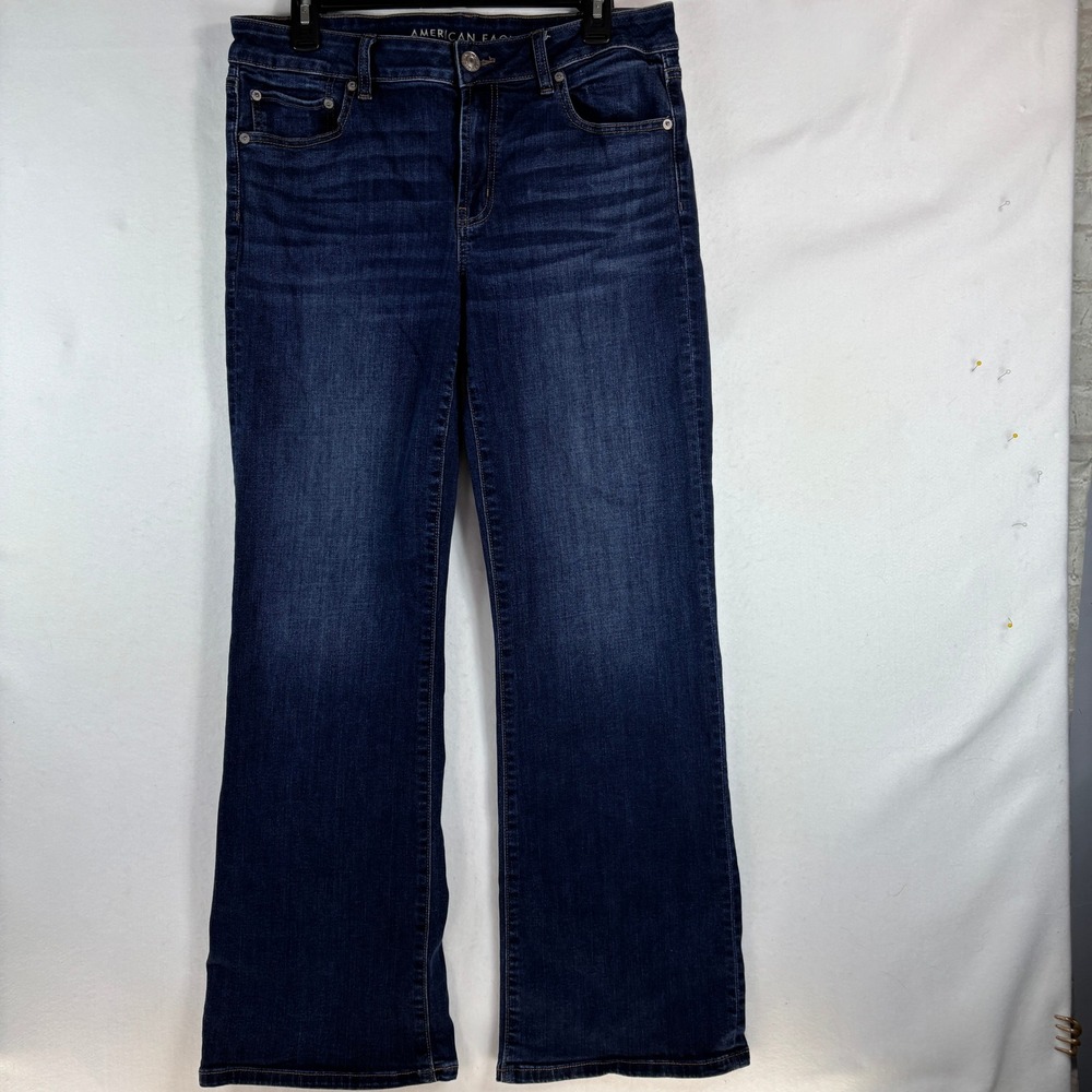 American Eagle Super Stretch Bootcut Jeans Dark Wash Indigo Blue Mens 35x29